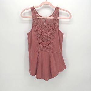 Free People Day Tripper Crochet Peplum Tank